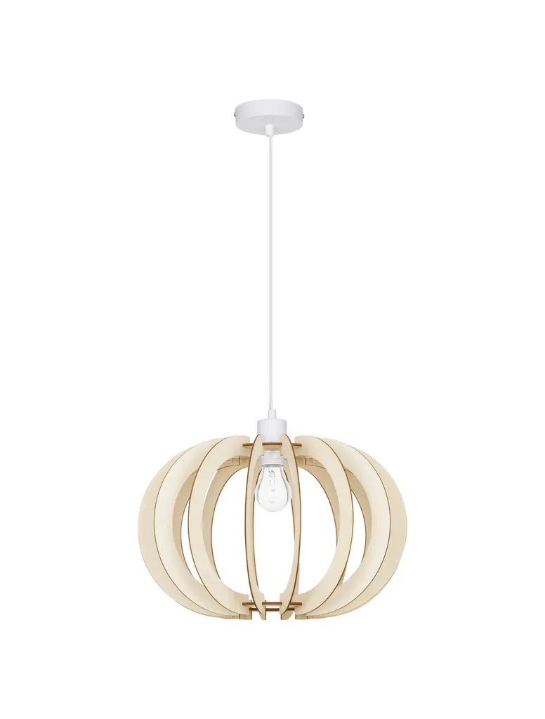 Suspension design blanc et bois OTTOLINE dimmable pour culot E27