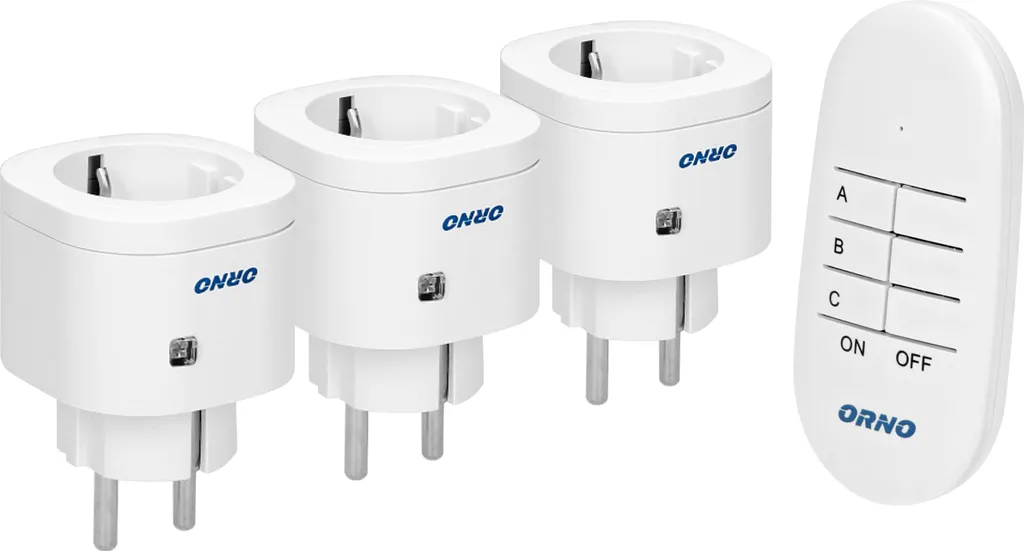 Prises télécommandées sans fil pack de 3 avec télécommande ORNO 3kW
