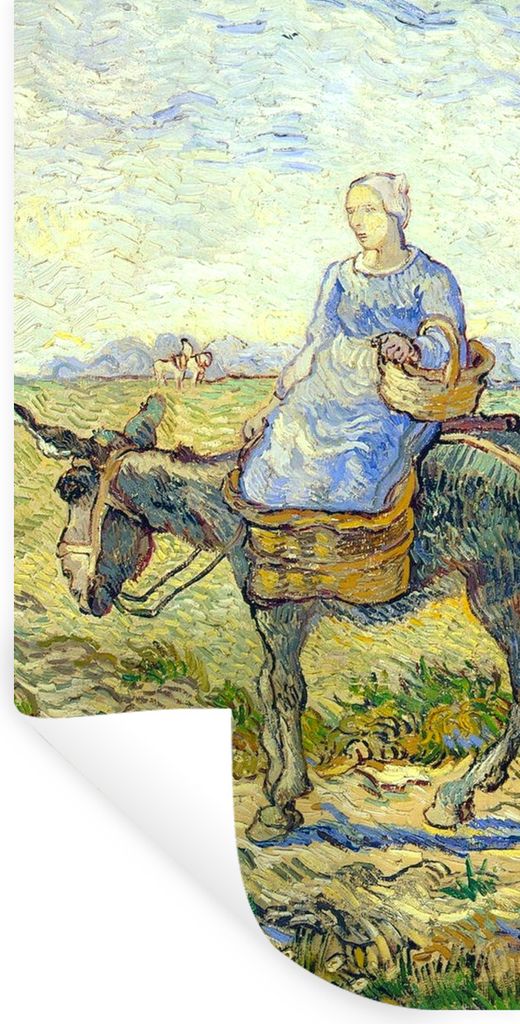 MuchoWow Wandtattoo Wandsticker Wandaufkleber Bauernpaar geht zur Arbeit - Vincent van Gogh 60x120 cm Selbstklebend und Repositionierbar - Selbst...