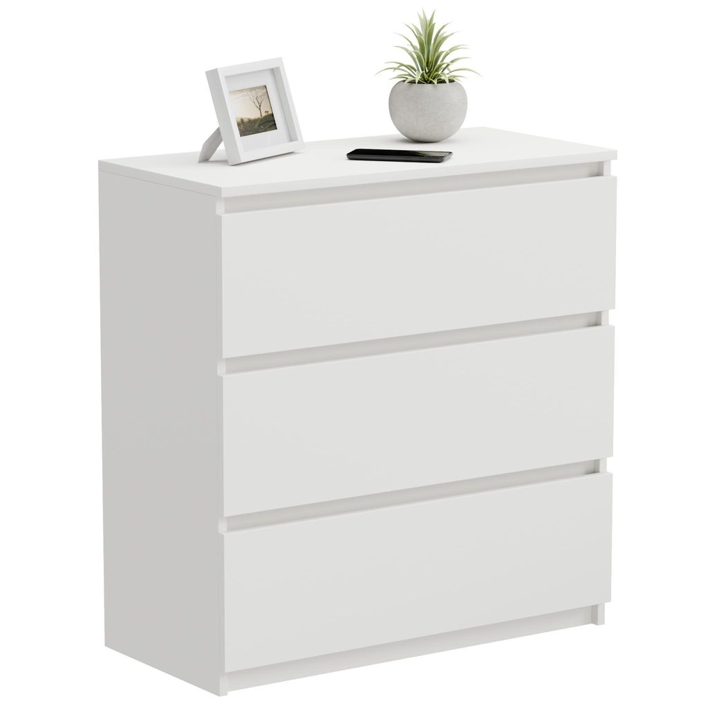 Kommode Schubladenkommode weiß matt - 60x77x 33,7cm mit 4 Schubladen modern