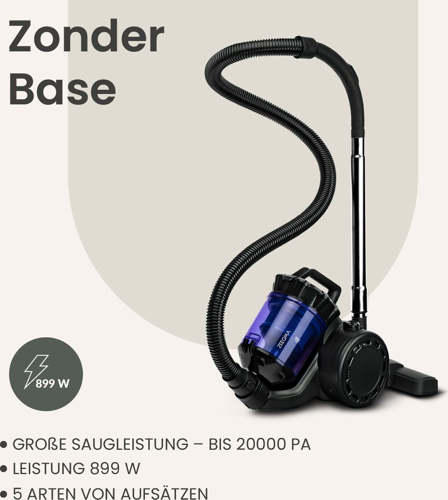 Staubsauger Zeegma Zonder Base beutellos mit Set von Produktbild 4