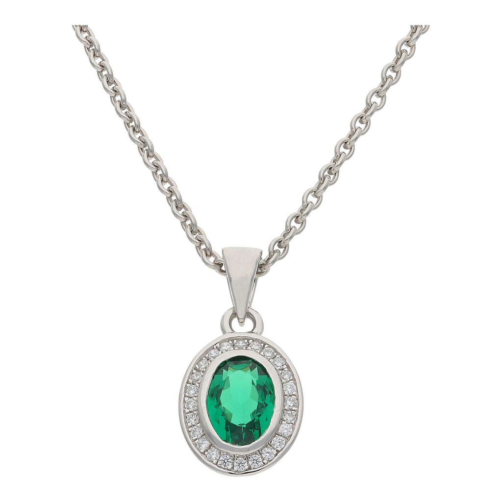 Kettenanhänger Silber 925 Zirkonia smaragdgrün JL10-02-2955 JuwelmaLux
