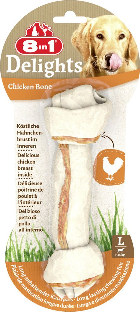 8in1 Delights Kauknochen L, Snacks, Hund, Adult, Huhn, 85 g