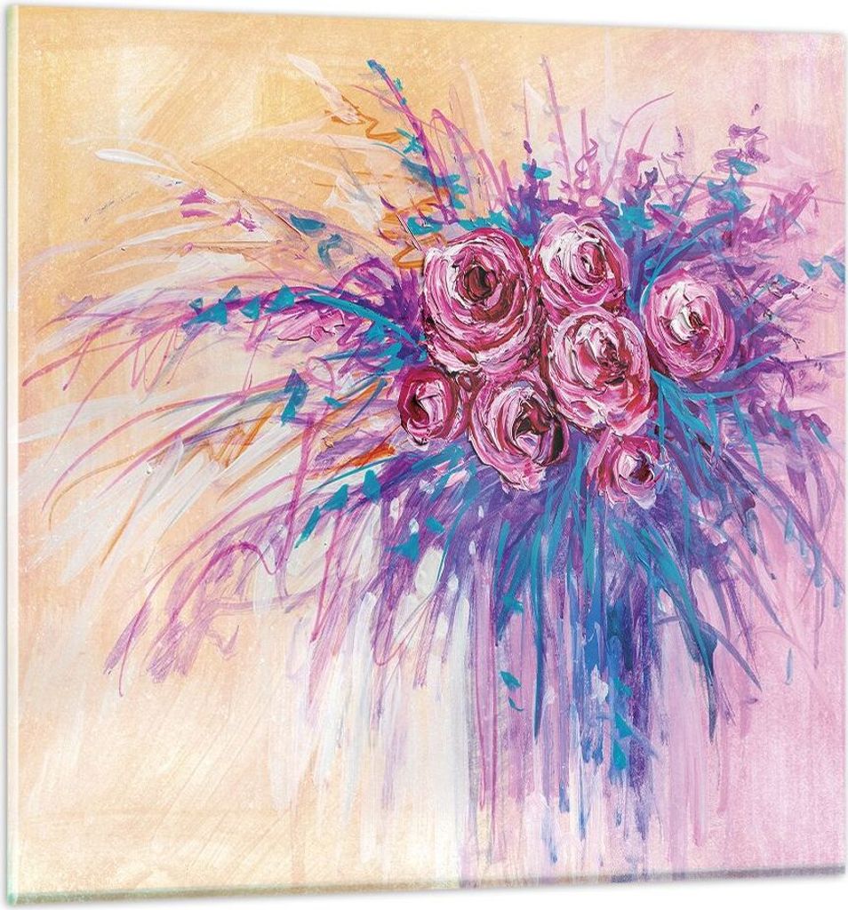 Bilder auf glas - Einteilig - Blumenstrauß Blumen Rosen - 40x40cm - Glasbilder - Wandbilder - Bilder - zum Aufhängen bereit - Wanddekoration aus ...
