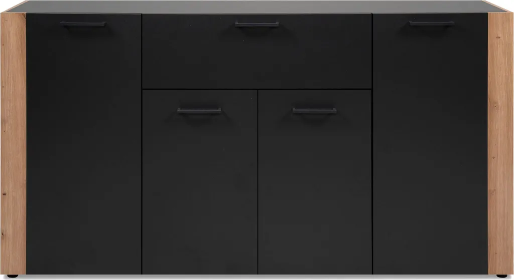 Buffet 4 Portes LUMA Anthracite et Chêne L162 cm Finition Moderne