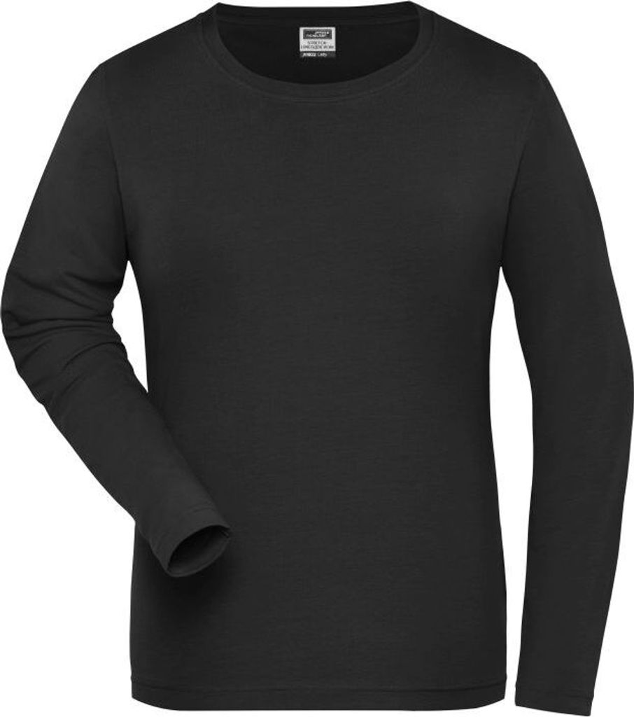 Langarm Shirt aus weichem Elastic-Single-Jersey black, Gr. S