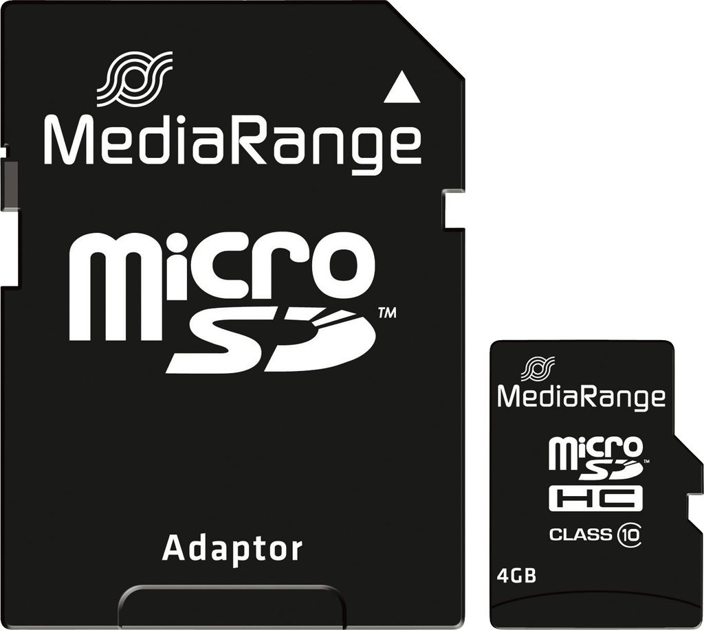 MediaRange SD MicroSD Card  4GB SD CL.10 inkl. Adapter Obrázok produktu 