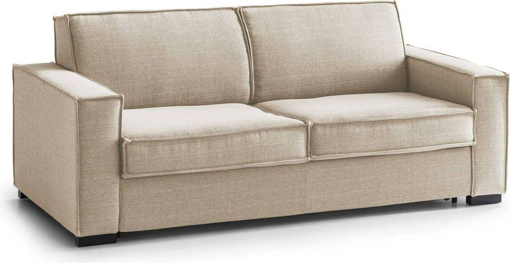 Festes Sofa Carol, 2-Sitzer-Sofa, 100% Italy, Wohnzimmersofa aus Stoff, mit schmalen Armlehnen, Cm 160x95h90, Beige