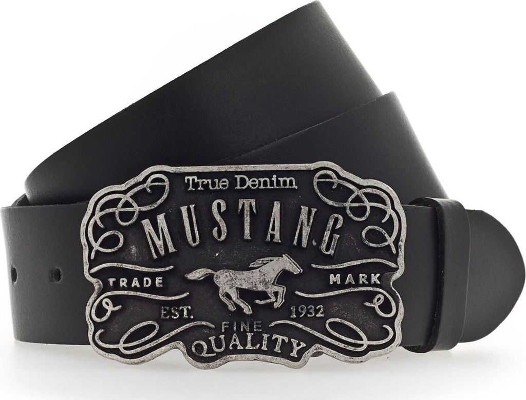 MUSTANG Leder Gürtel Leather Belt W85 Black schwarz