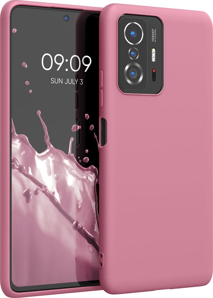 kwmobile Hülle kompatibel mit Xiaomi 11T / 11T Pro Hülle - weiches TPU Silikon Case - Cover geeignet für kabelloses Laden - Dark Rose