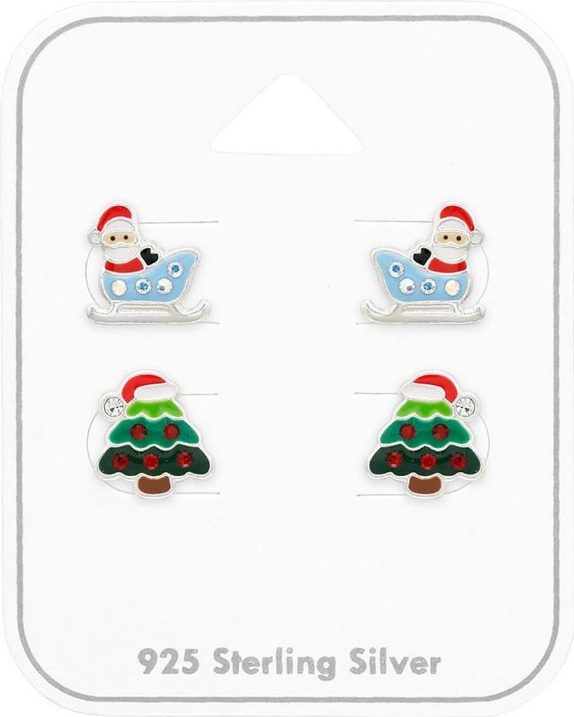 Weihnachtsohrringe für Kinder: Set aus 2 Paar Ohrsteckern