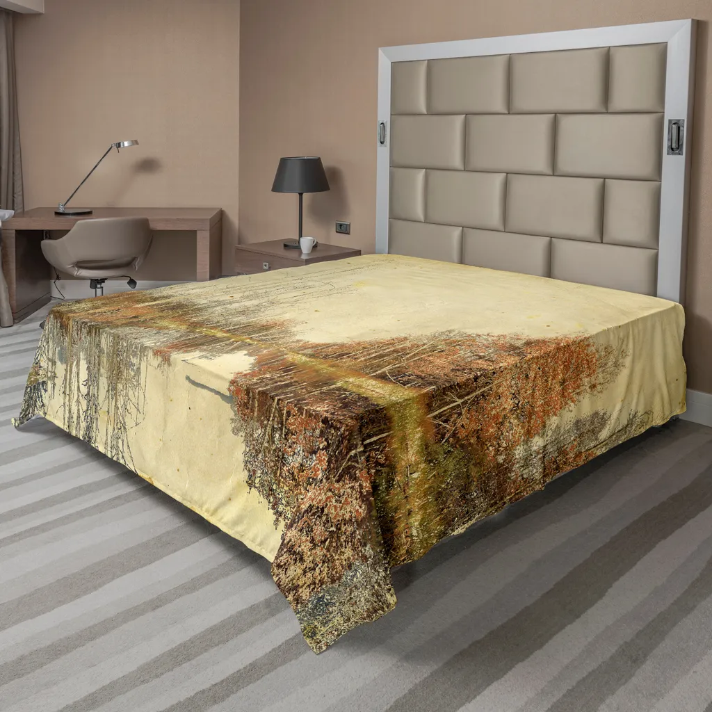 Drap de lit supérieur en microfibre douce avec motif feuilles d'automne