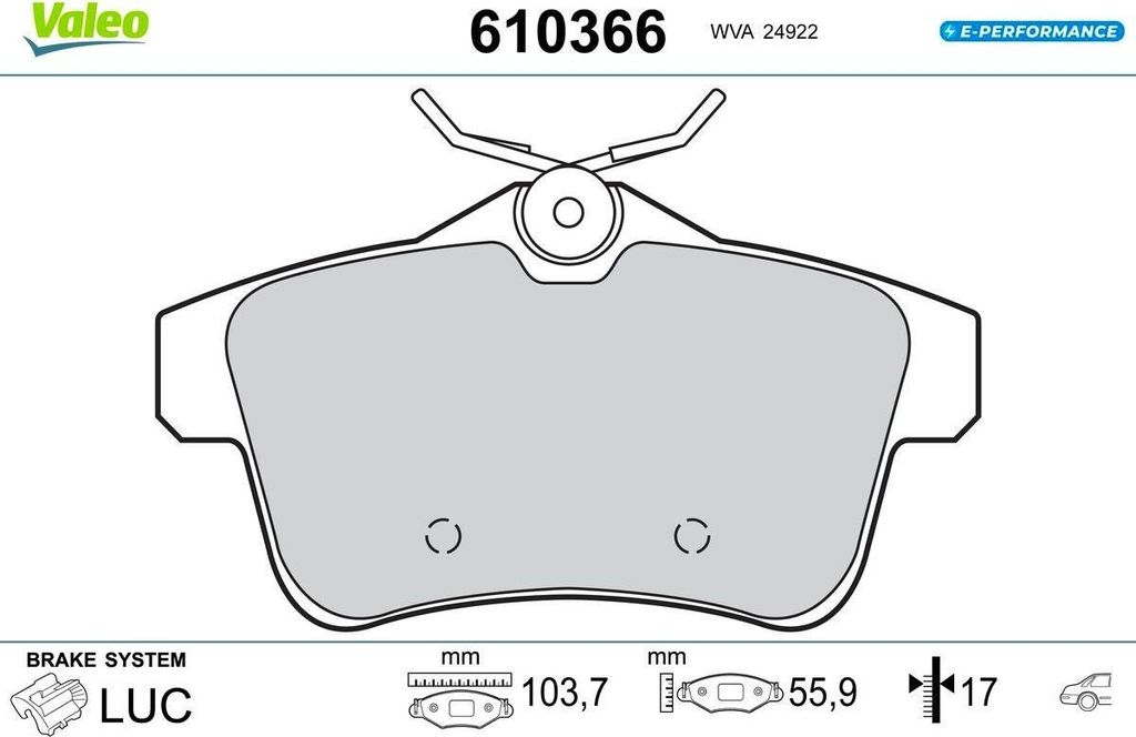 VALEO Bremsbeläge Satz Hinten passend für PEUGEOT 508 SW I (8E) 610366