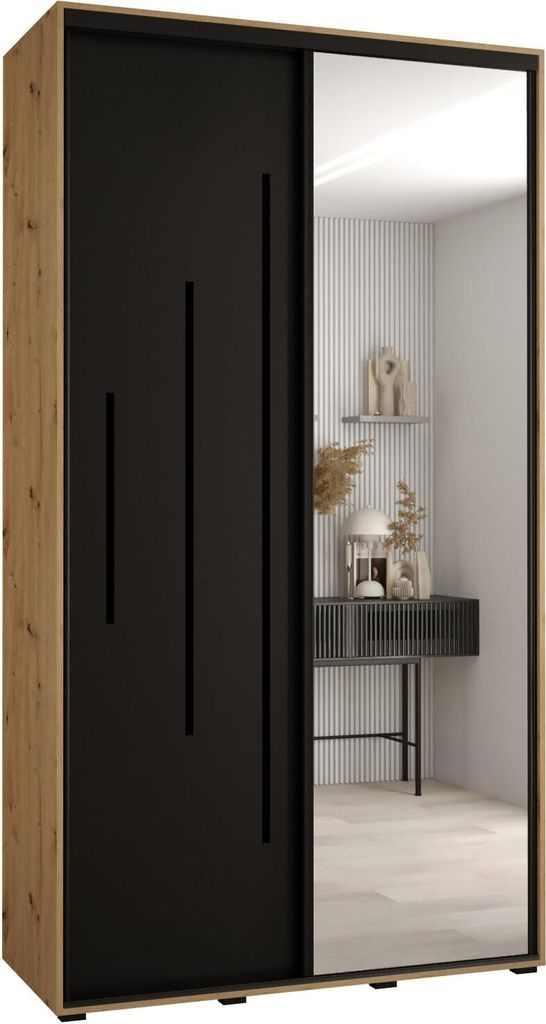 MEBLE KRYSPOL Davos 13 Schrank, zwei Türen - 235,2x140x45 cm - Artisan Schwarz Schwarz
