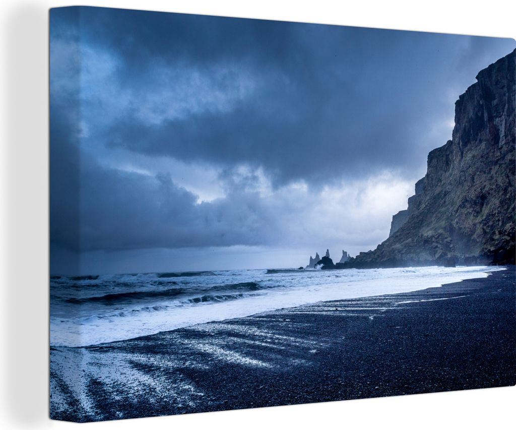OneMillionCanvasses - Leinwandbilder - 140x90 cm, Island - Wolken - Küste, Wandbilder Kunstdruck Wanddekoration