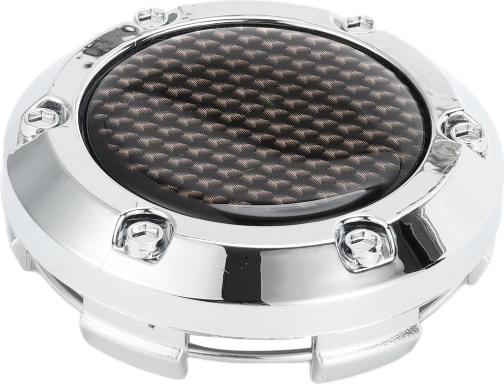 1 Stück Universal Radnabenkappen Radkappen Felgenkappen OD: 66mm / 2,60" Silberfarbenes Kunststoff für Ford mit braunem Carbonfaser-Muster Aufkleber