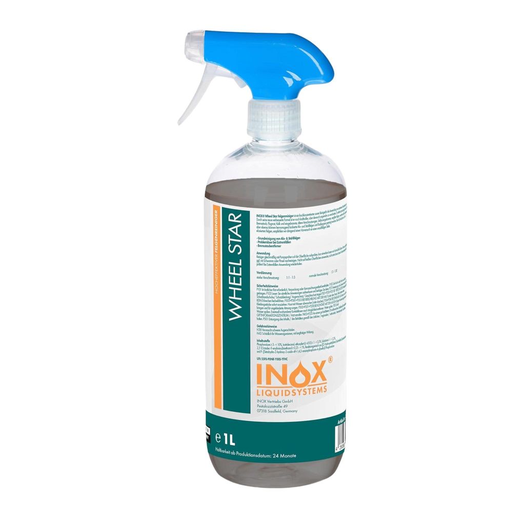 INOX 1L Felgenreiniger - Hocheffektiver Reiniger für Stahl-, Chrom- & Alufelgen