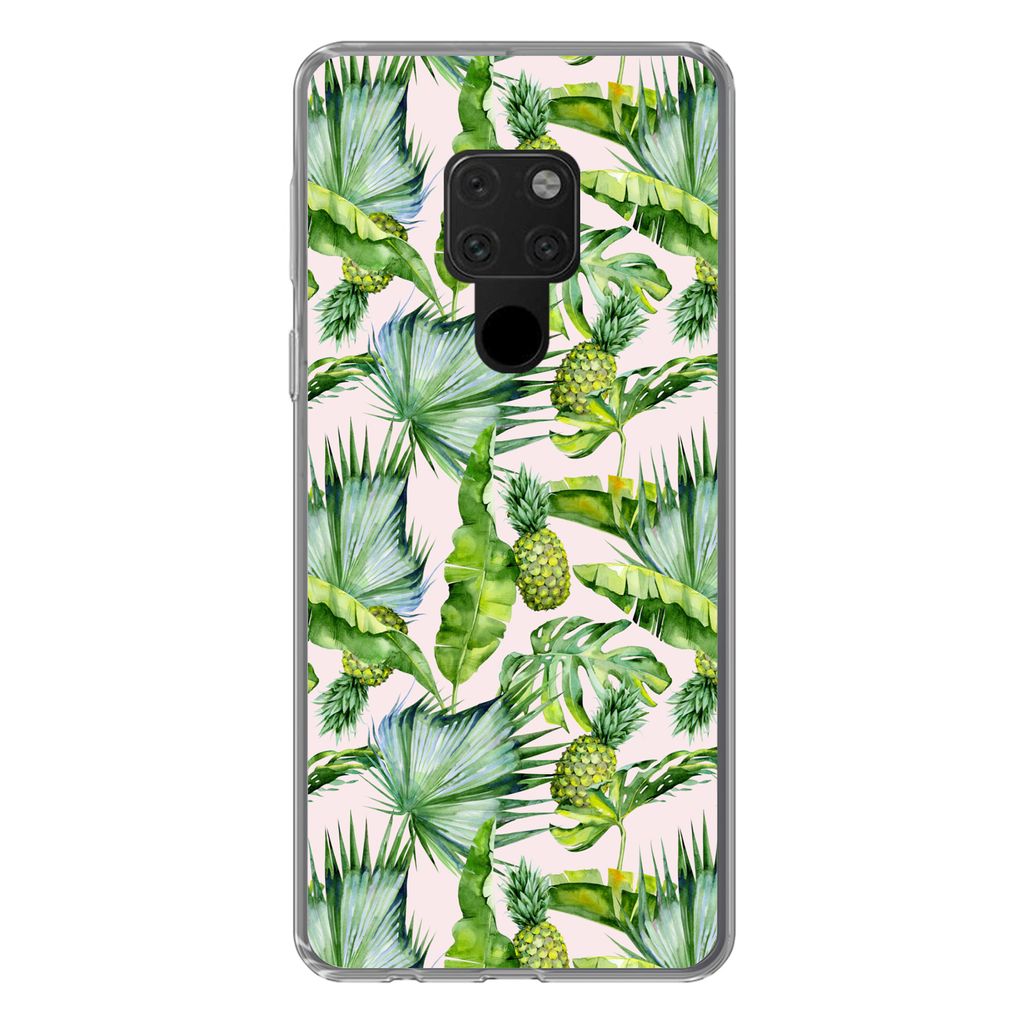 MuchoWow Handyhülle Schutzhülle Hülle für Huawei P40 Lite Blätter - Ananas - Muster Silikon Softcase Handy Hülle - Handy