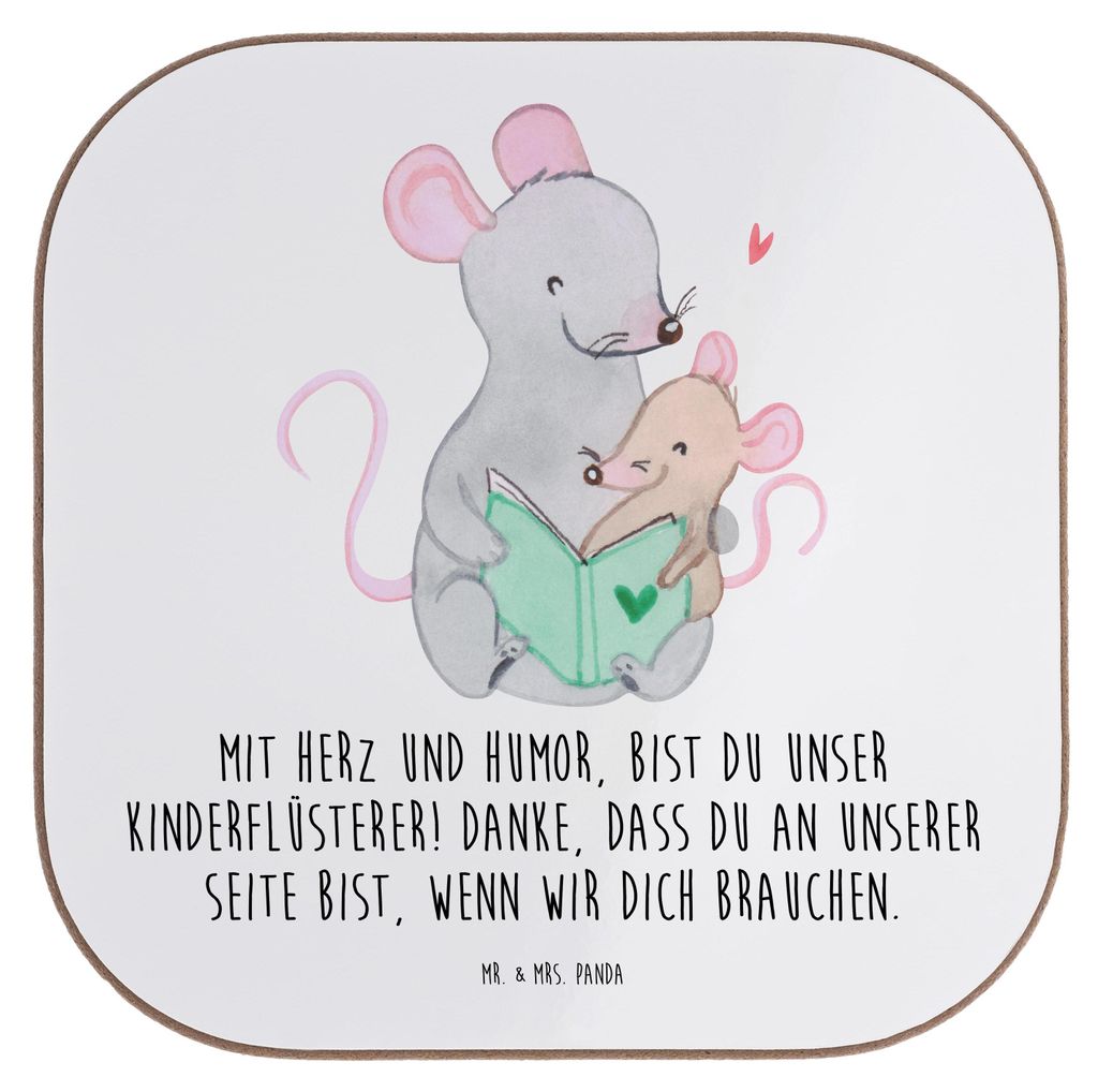 Mr. & Mrs. Panda Tassenuntersetzer Baby-Sitter Engelflüsterer - Weiß - Geschenk, Bedanken, Danke sagen, Untersetzer für Gläser, Coaster, gläse...