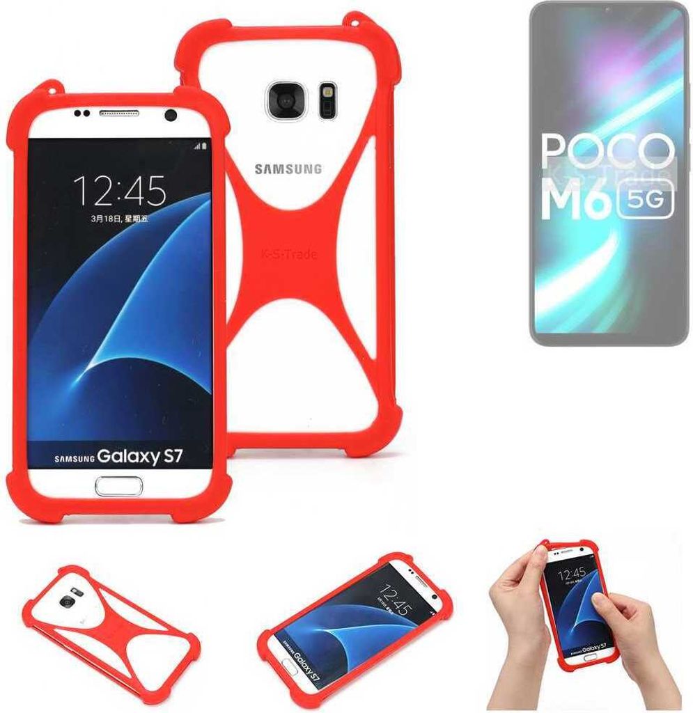 K-S-Trade Handy-Hülle kompatibel mit POCO M6 5G Schutz-Hülle Bumper Silikon Schutz Hülle Cover Case Silikoncase Silikonbumper TPU Softcase