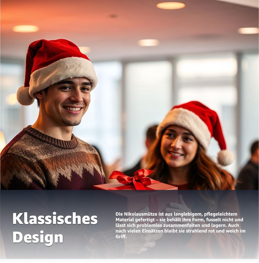 2er Set Weihnachtsmützen – Schlichte Nikolausmützen In Blau, Für Weihnachtsmarkt & Feiern