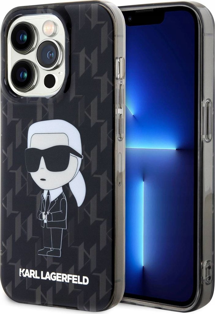 Karl Lagerfeld iPhone 15 Pro Max TPU Hardcase - Ikonik Monogram - Black
