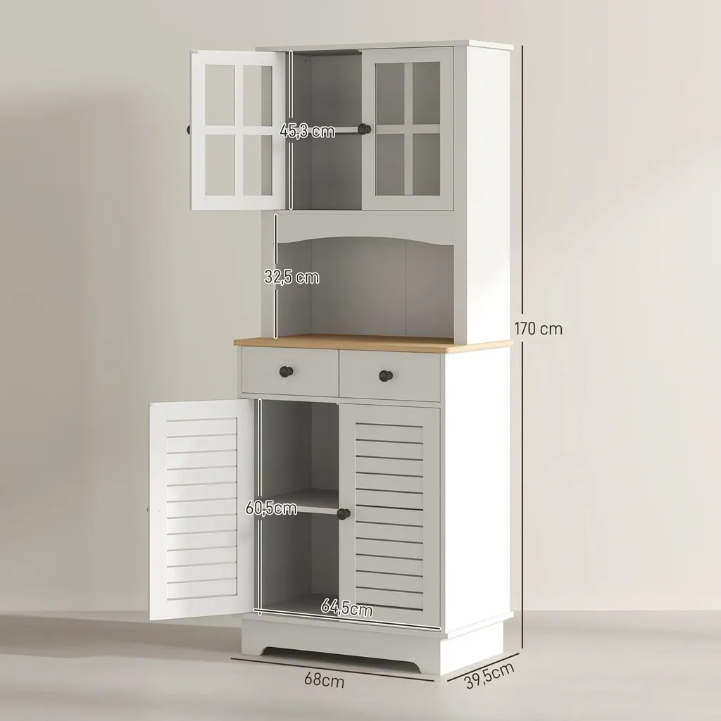 Buffet de cuisine pour petit espace, rangement blanc 170 cm multi-usage - 3
