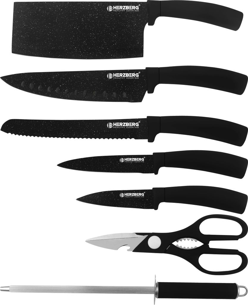 Set De Couteaux Herzberg 8 Pièces Rouge HGSKN8-RED – Idéal Cuisine