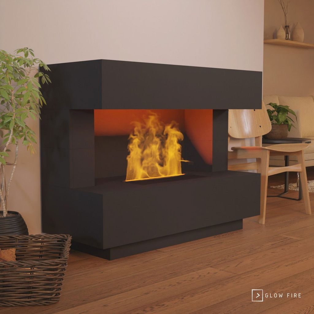GLOW FIRE Elektrokamin 'Kant' | Wasserdampf Kamin mit OMC 500 in schwarz | HxBxT: 120x90x50 cm