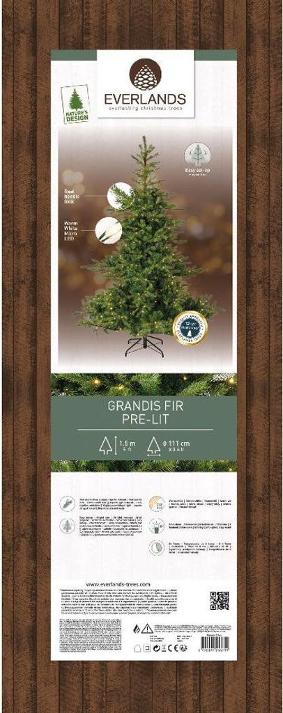 Grandis Fir kunstkerstboom groen met verlichting H150 cm Productafbeelding 