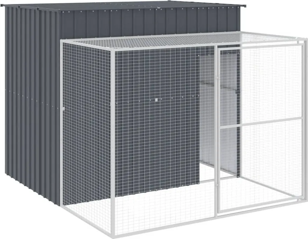 Grand parc pour chien extérieur sécurisé avec abri, 214x253x181 cm gris