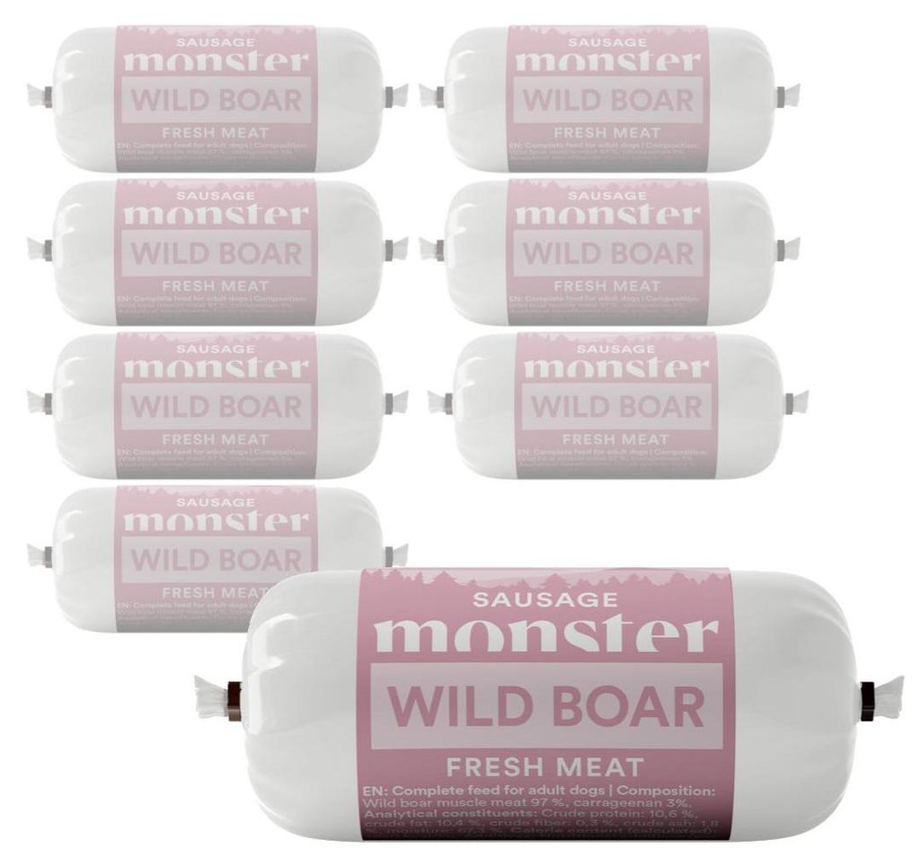 Monster Dog Sausage Wild Boar 8x80g Pełnoporcjowa Mokra Zdjęcie produktu 