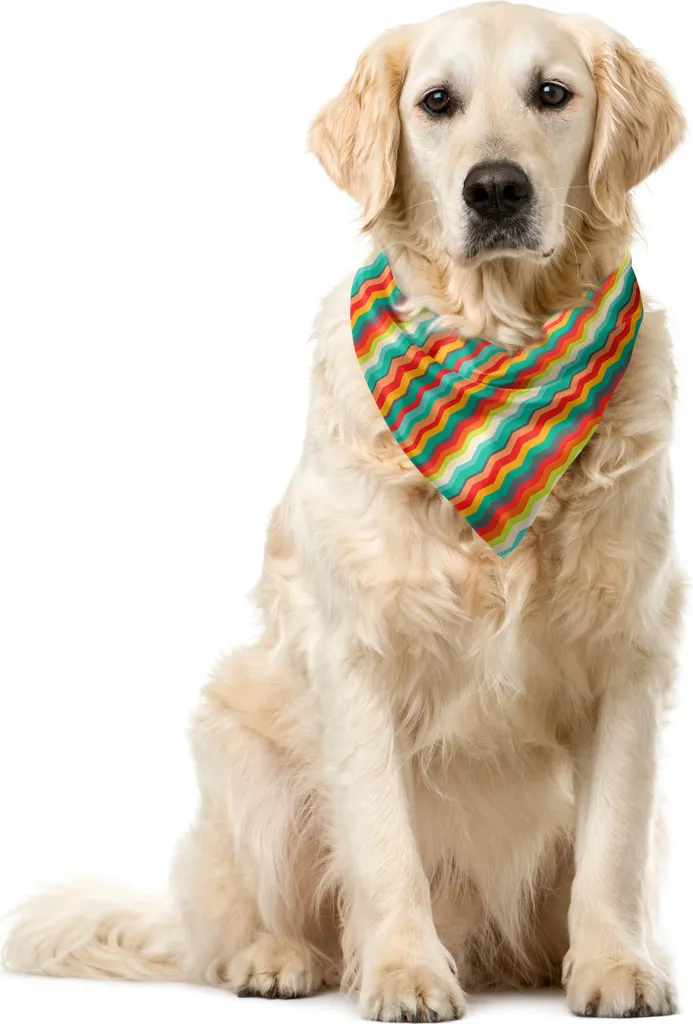 ABAKUHAUS Bandana angolare per animali domestici, Geometric Abstract Wave, 55x55 cm, multicolore