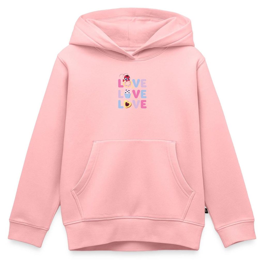 Spreadshirt Miraculous Love Love Love Schriftzüge Kinder Premium Hoodie, 134/140 (8 Jahre), Rosa