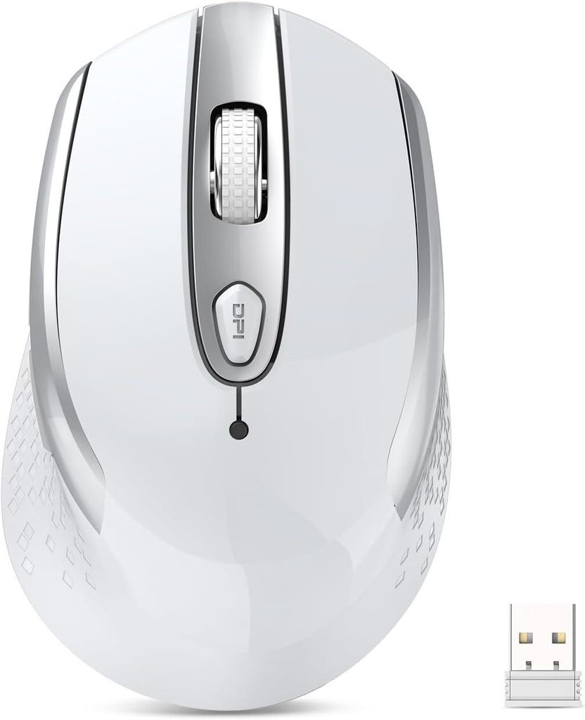 Kabellose Maus, 2.4G DPI Einstellbar Kabellos 6 Tasten Anpassbare Seitentasten, Wireless Mouse mit USB Empfänger, 3 DPI-Pegel Einstellbar