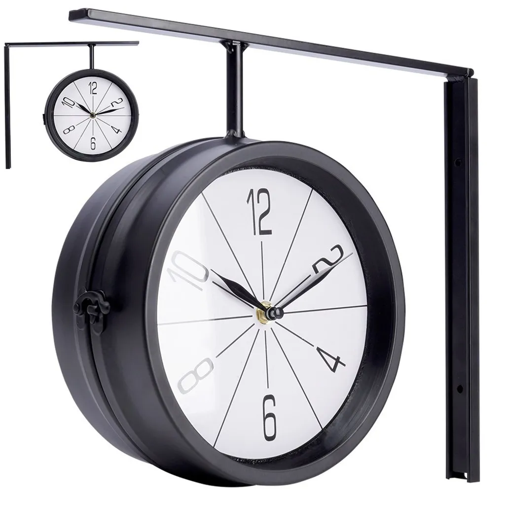 Orologio Bifacciale Classico Stile Stazione - Quadrante Bianco Leggibile