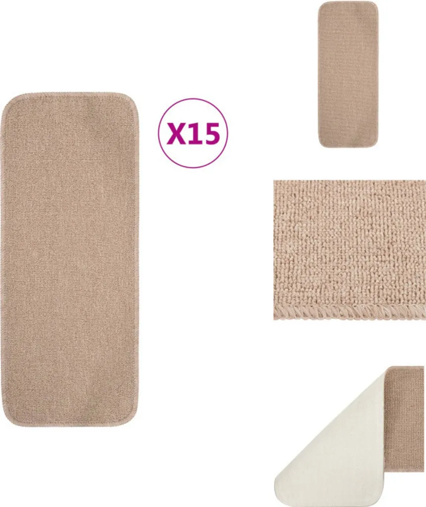 Tapis d'escalier beige antidérapant 60x25 cm protection et confort 15 pcs