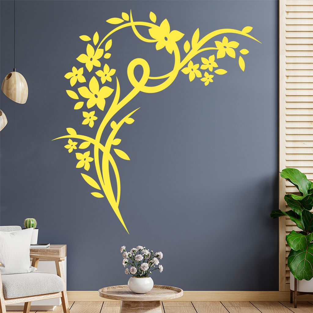 Schöne Blüten Ranke Wandtattoo in 6 Größen - Wandaufkleber Wall Sticker - Dekoration, Küche, Wohnzimmer, Schlafzimmer, Badezimmer