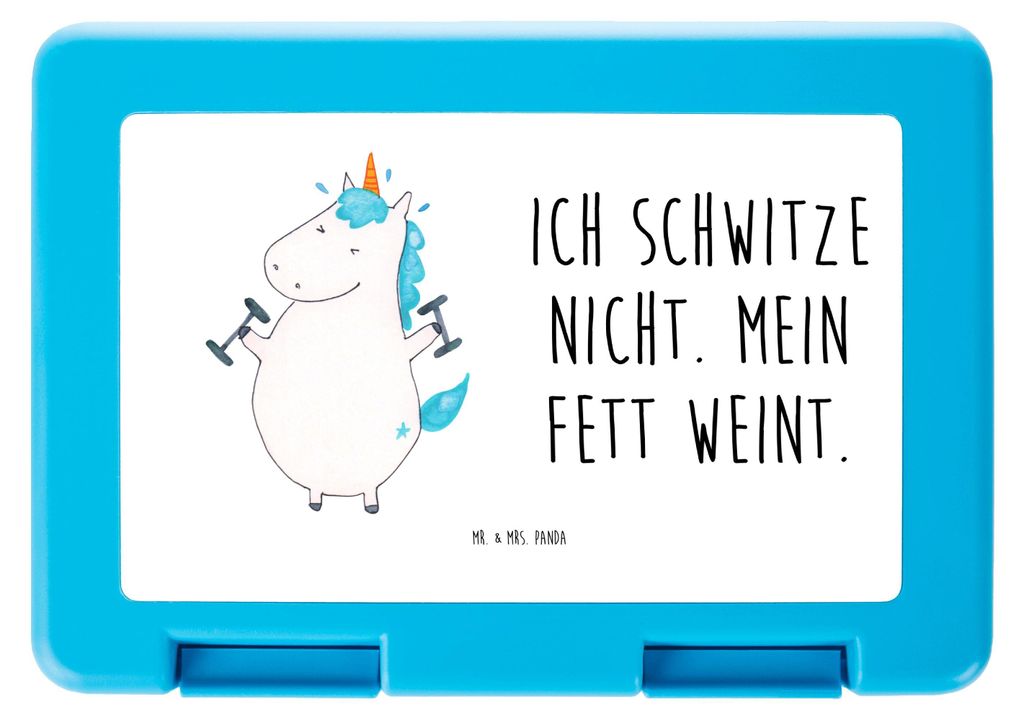 Mr. & Mrs. Panda Bento Box Einhorn Fitness - Weiß - Geschenk, Lunchbox, Frischhaltedose, Unicorn, Einhörner, Gym, Abnehmen, Bentobox, Frühstück...