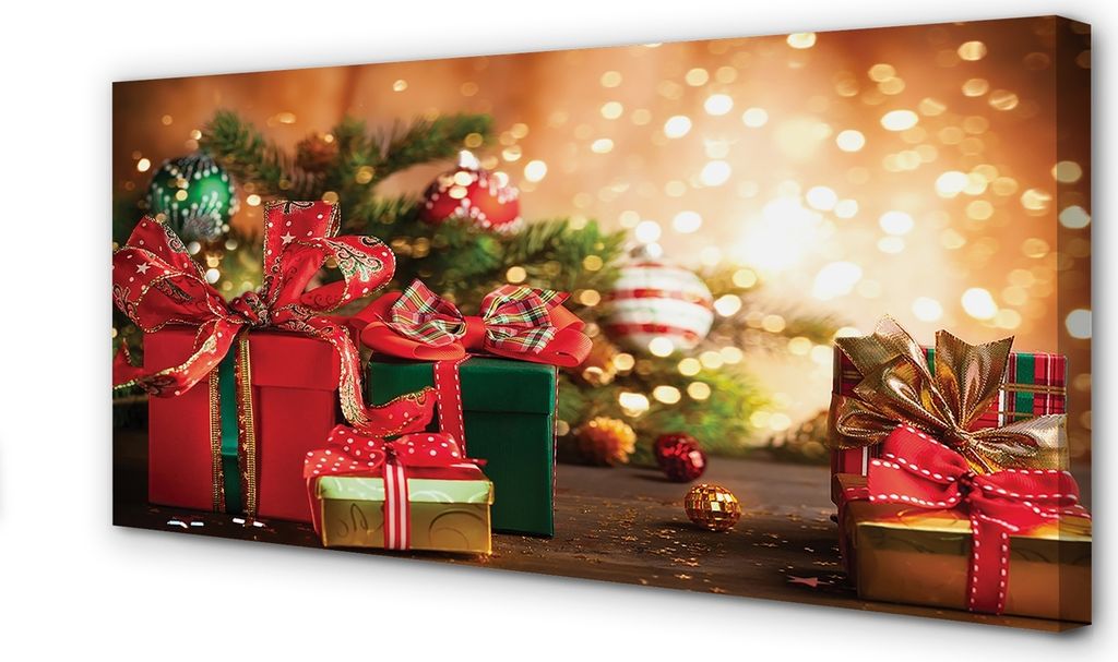 Leinwandbild 120x60 Wandkunst Geschenke Weihnachtsschmuck Lichter