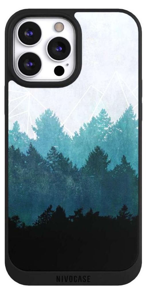 NIVOCASE Handyhülle für Apple iPhone 13 Pro Max Hülle NIVOpure Case Schwarz Abstrakt Baum Wald