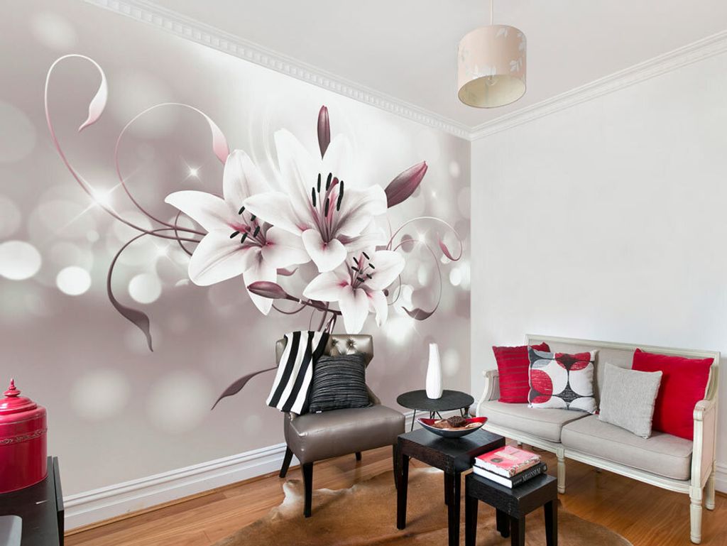 Vlies Fototapete Blumen Lilien 400x280 cm Tapeten Wandtapete XXL Abstrakt b-C-0040-a-b