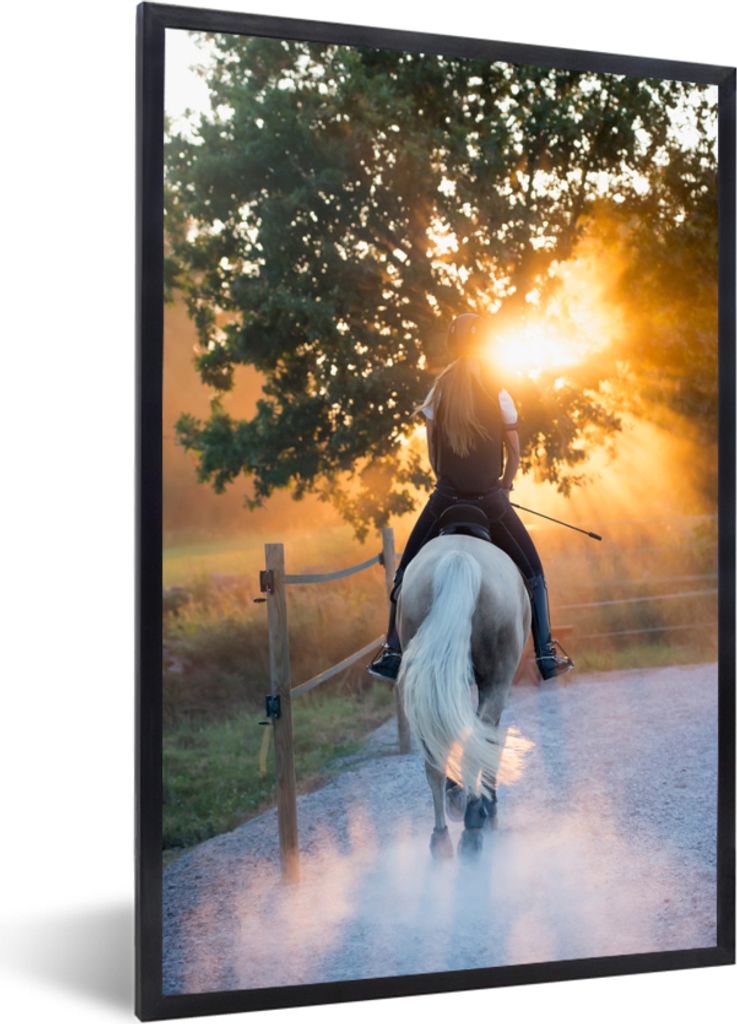 MuchoWow MuchoWow Gerahmtes Poster Pferd - Sonne - Sand 60x90 cm - Poster mit zchwarzem Bilderrahmen - Kunst