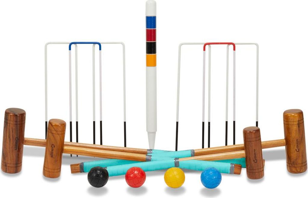Ubergames - Familien-Krocket-Set - Englisches Gartenspiel - 4 Personen - Mit Hartholzschlägern - Mit Tasche