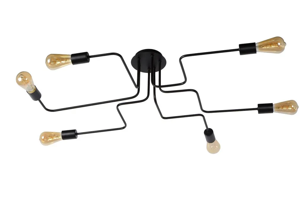 Éclairage de Salon Industriel Plafonnier LESTER Noir pour Ampoule E27 - 2