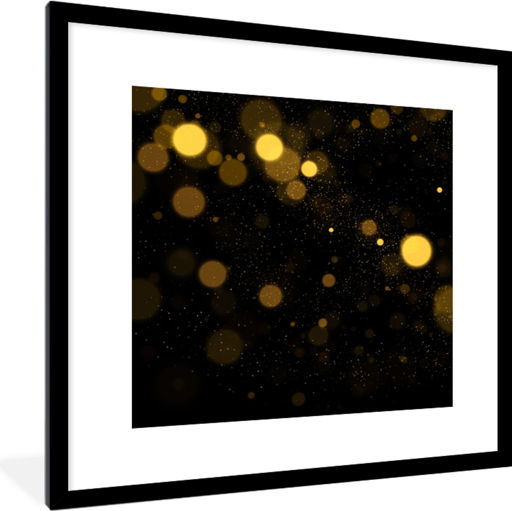 MuchoWow Gerahmtes Poster Gold - Abstrakt - Luxus - Schwarz 40x40 cm - Poster mit Schwarzem Bilderrahmen Wandposter Rahmen Foto Bilder - Poster -...