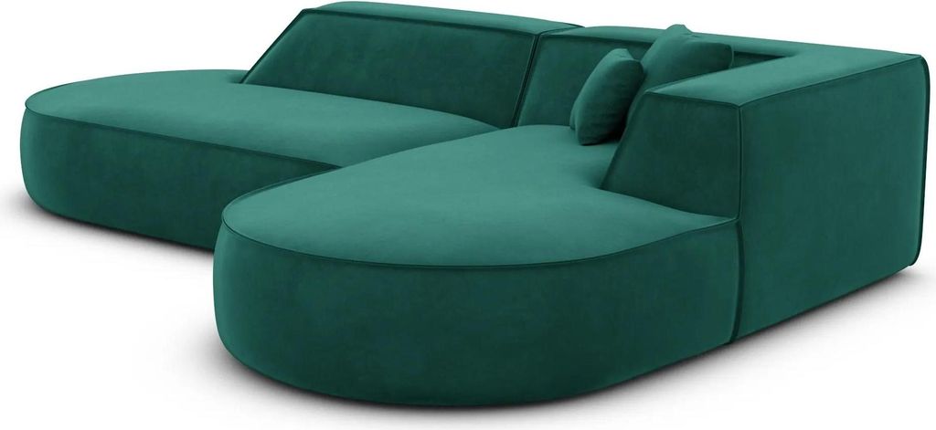 Samtstoff L-Form Lounge Sofa Liberia Smaragdgrün Rechts