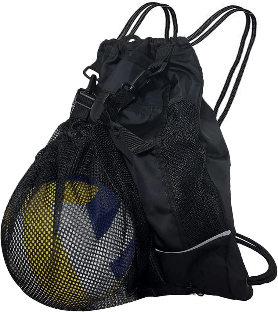 Fußballtasche mit Abnehmbarem Netztasche, Sportrucksack Herren mit Kordelzugtasche, Basketball Rucksack Vielseitiger Sportbeutel für Gym Outdoor