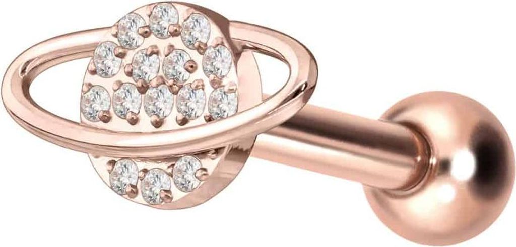 Ohrpiercing Titan Ohrpiercing mit Innengewinde KRISTALLPLANET RoséGold Stablänge: 8mm