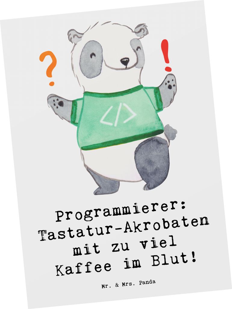 Mr. & Mrs. Panda Grußkarte Programmierer Kaffeeheld - Weiß - Geschenk, Ansichtskarte, Softwareentwicklung, Tastatur, Programmiersprachen, IT-Bran...